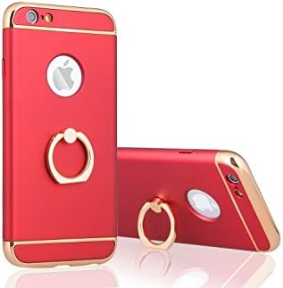 iPhone 6,iPhone 6S case, Volca electroplated 3-in-1 case with ring stand (Red)