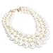 Fashion Resin Big Simulated Pearls Multi Strand 3 Layer Collar Evening Necklace