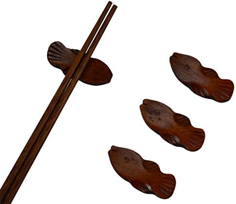 RYPMIC 4 Pieces Hand crafted Leaf Shape Wooden Chopsticks Spoon Forks Rest Holder KD19 (4)