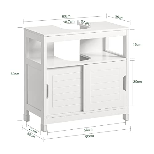 SoBuy Mueble para Baño Armario Baño Lavabo Mueble Bajo Lavamanos Armario Organizador Pedestal Sink Cabinet Ideal para Almacenamiento y Organización del Baño(Desagüe al Suelo, Blanco FRG128-II-W)