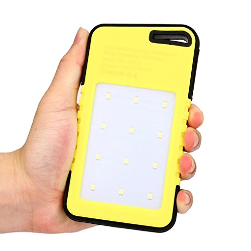 Mchoice 20000 mah Dual-USB Waterproof Solar Power Bank Battery Charger for Cell Phone (Yellow) - Thumbnail 5
