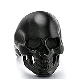 Halloween Jewelry Men's Black Skull Rings Stainless Steel Gothic Biker for Men