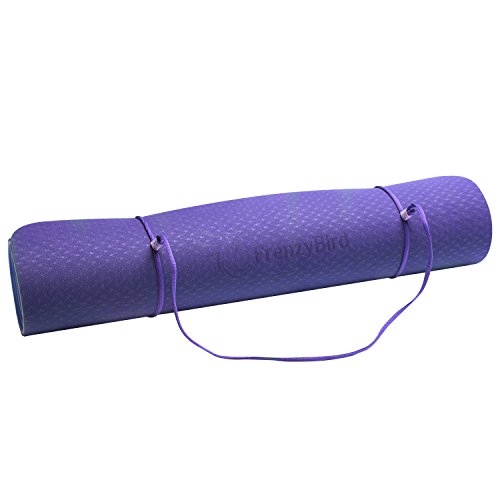FrenzyBird Eco-Friendly,Reversible,Non-Slip,Double-Sided TPE Yoga Mat with Stretch Strap,Carry Strap and Mat Bag, Free of PVC and Other Harmful Chemicals, Extra-Thick,Ideal for Yogis - Thumbnail 4