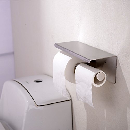 HANEBATH Bathroom Wall Mounted Double Toilet Paper Roll Holder, Brushed Nickel