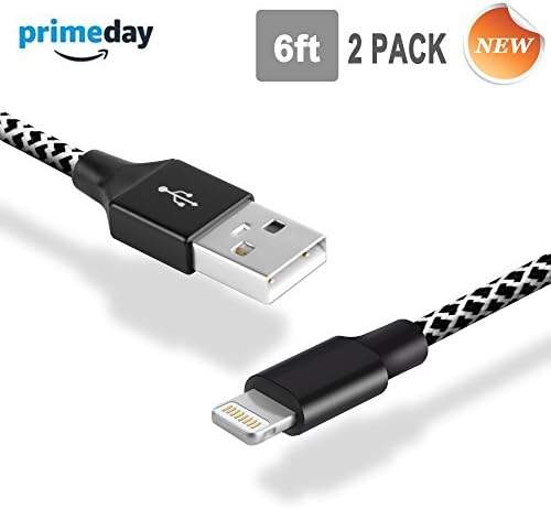 iPhone Charger Cable, Areker 2pack 6ft Nylon Lightning Cable iPhone Charging Cord for iPhone 7 Plus 7 6 Plus 6s 6 5s 5c iPad Air 2 Mini 2 3 4 iPad Pro iPod Touch 6th 5th Gen 7th Gen