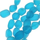 Cultured Sea Glass Small Nugget Beads 8-16mm - Pacific Blue (7 Piece Strand)