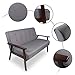 JIASTING Mid-Century Modern Solid Loveseat Sofa Upholstered Fabric Couch 2-Seat Wood Armchair Living Room/Outdoor Lounge Chair,50”W (Fabric) Grey
