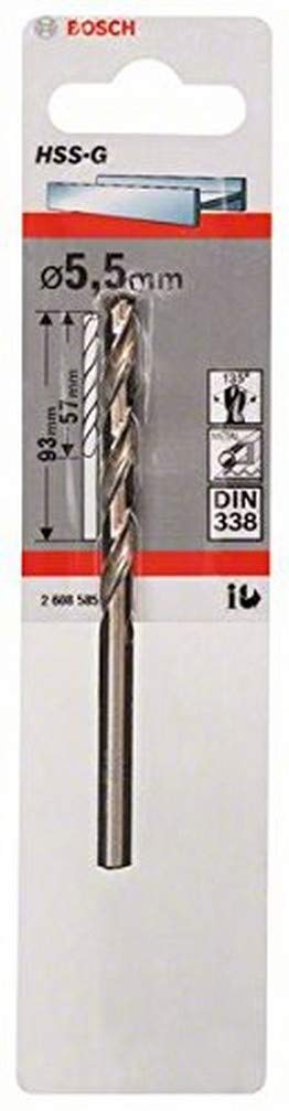 Bosch Professional 1x Metal drill bits HSS-G DIN 338 (for metal, Ø 5.5 x 57 x 93 mm, Accessory Drill Driver)