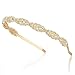 Oriamour Flower Design Rhinestone Crystal Wedding Headband Bridal Headpieces Simple Design Bridal Headband (Gold)