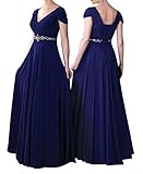 WeiYin Women's Cap Sleeve V-neck Ruched Empire Line Mother of the Bride Dresses