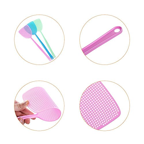 Supoice 6 Pack Fly Swatter Manual Swat Pest Control Plastic with Long Handle Assorted Sweet Colors