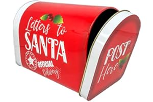 ALEF Christmas/Holiday Letters to Santa Decorative Small Tin Mailbox (Red with Gold Star)