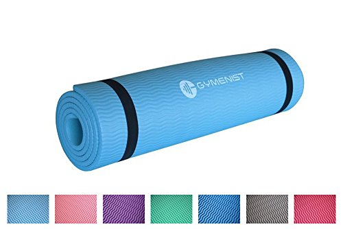 GYMENIST Thick Exercise Yoga Floor Mat Nbr 24 X 71 Inches Great for Camping Cardio Workouts Pilates Gymnastics (Light Blue)