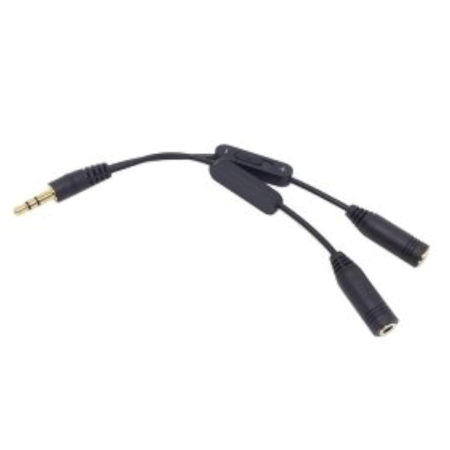 Photo 1 of cablecc Black 3.5mm Stereo Male to Double 3.5mm Female Audio Headphone Y Splitter Cable with Volume Switch