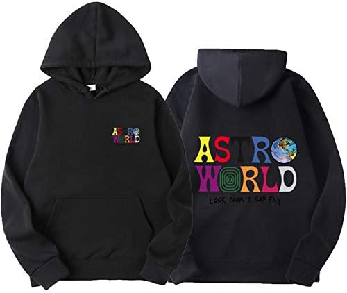 Travis Scott Hoodie New Print Men's Hip Hop Pullover Sweatshirt Hoodies Black M