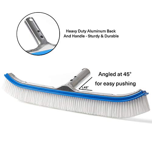 Pool Brushes for Cleaning Pool, 8 FT Splicable Pole with 18" Polished Aluminum Back Brush Head for Cleaning Swimming Pool Wall, Floors & Tile - Thumbnail 3