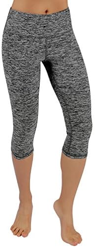 Women's High Waist Yoga Capris, Tummy Control Workout Running Capri Leggings with Inner Pocket