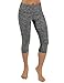 ODODOS Power Flex Yoga Capris Pants Tummy Control Workout Running 4 way Stretch Yoga Capris Leggingss With Hidden Pocket,CharcoalHearher,Large