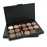 Ucanbe 15 Earth Color Matte Pigment Eyeshadow Palette Cosmetic Makeup Set Nude Eye Shadow Palettes with a Double End Brush (#1)