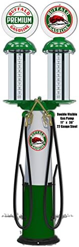 Double Visible Gas Pump Reproduction Laser Cut Out Of Metal 11x36