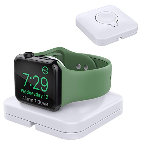 MoKo Charger Stand Compatible with Apple Watch Series 6 5 4 3 2 1 SE 44mm 42mm 40mm 38mm, (no iwatch Cable) Portable Charging Dock Station Cable Management Holder Storage Case Organizer, White