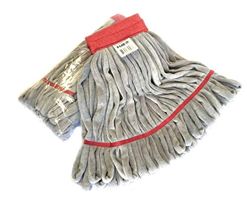 Hero Mop Head Replacement, Commercial Mop, Microfiber Mop Head with Nylon Scrubbing Pad - Red