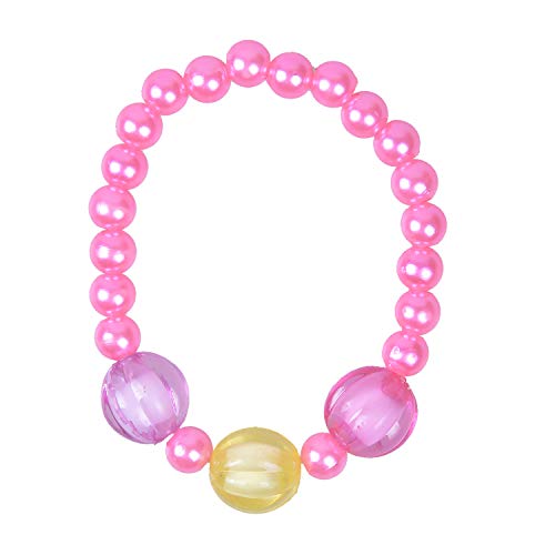 Larcenciel Kids Jewelry Flowers Necklace Bracelet Ring Earring Set Candy Colors Necklaces Children Play Pretend Dress Up (Rose) - Thumbnail 6