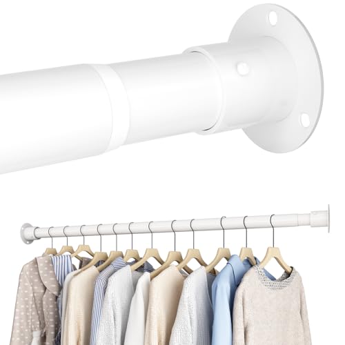 Wardrobe Rails and Fittings, Extendable Clothes Rail, Wardrobe Pole for Wardrobe and Cloakroom, White, 68-90cm(Diameter 32mm)