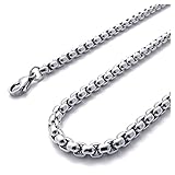 3.5mm KONOV 14-40 inch Stainless Steel Chain Mens Necklace, Silver, 3.5mm