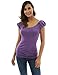 PattyBoutik Women Boatneck Puff Sleeveless Blouse (Purple Small)