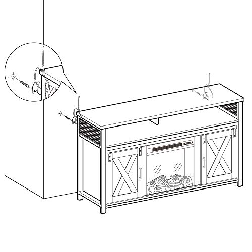 VASAGLE TV with Fireplace, TV Stand for TVs up to 60 Inches, with Barn Doors, Adjustable