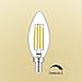 CRLight 3000K Dimmable LED Candelabra Bulb 4W Soft White, 40W Equivalent 400LM E12 LED Chandelier Bulbs, B11 Clear Glass Candle Torpedo Shape, 6 Pack