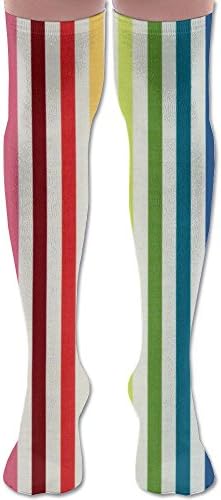 Men's Women's Stripe Couture Rainbow 65Cm Casual Soft Fabric Sport Knee High Socks