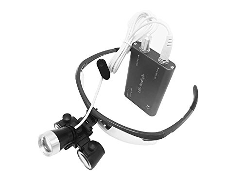 Zgood Portable Surgical Binocular Loupes 2.5X420mm Optical Glass + 3W LED HeadLight (Black)