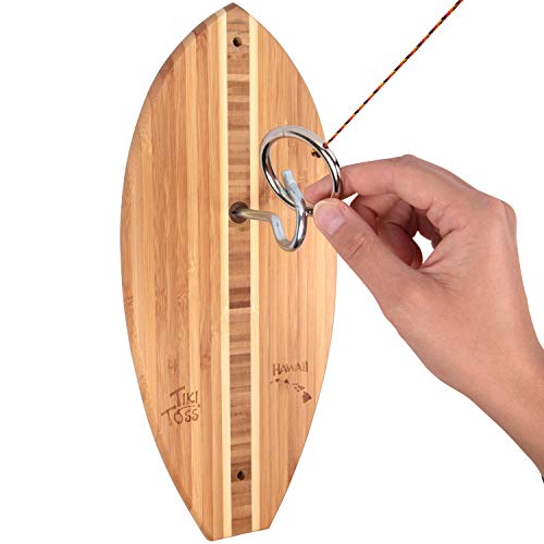 Tiki Toss Hook and Ring Toss Game (Surf Hawaiian Edition) - Indoor or Outdoor Family Fun Backyard Games for Kids and Adults