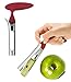 Apple Corer Lever Tool by BRIGHT KITCHEN Stainless Steel Pear Fruit Seed Remover Cherry Red Grip with Serrated Blade