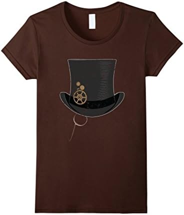 Women's Steampunk Hat Steampunk Glasses Shirt With Cogwheels Medium Brown