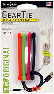 Nite Ize GT3-4PK-A1 Original Gear, Reusable Rubber Twist Tie, Made in The USA, 3-Inch, 3" - 4-Pack, Assor
