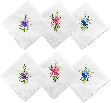 100% Cotton Women's Handkerchiefs Embroidery Ladies' Vintage Floral Lace Handkerchiefs for Wedding Party