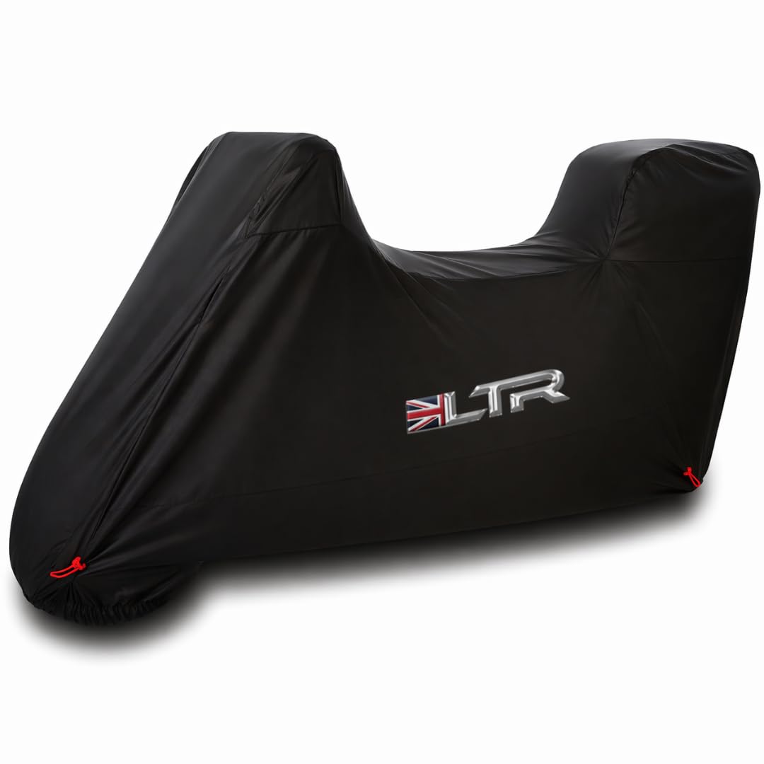 XXL Motorbike Cover Top Box by LTR | 300D Waterproof Rain Motorcycle Covers for Outdoor Scooter Moped Storage | Thicker Heavy Duty Vented Bike Accessories Black| Medium, Large, X Large, XX Large