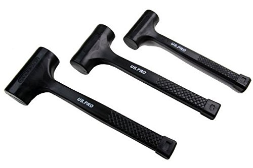 US PRO 3pc Rubberised Dead Blow Hammer Mallet Set 1lb 2lb 3lb Shot filled reduce bounce B1664