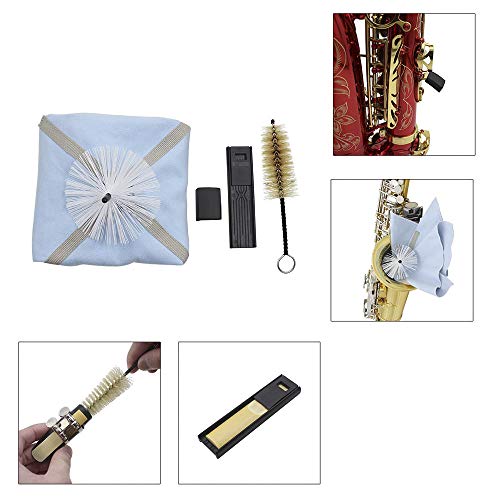 Saxophone Cleaning Tool Sax Cleaning Kit Brush,Cleaning Cloth,Thumb Rest and Reed Case