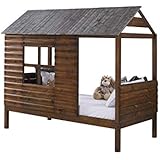 DONCO Twin Log Cabin LOW LOFT, Rustic Walnut