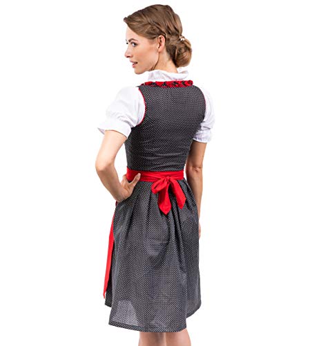 Bavarian Dirndl Dress 3pcs Set - Traditional & Modern Oktoberfest Dirndl Heidi (US:8 (EU:38)) Red/Blue