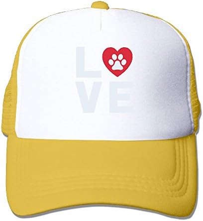 AKQQ0XXA Custom Classic Adult TeeStars - Animal Lover Dog PAW Print - Love Dogs My Best Friend Trucker Cap Hat Yellow