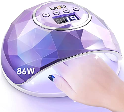 Janolia Nageltrockner Lampe, 86W UV LED Lampe für Nägel, Professionelle Gel UV LED Nagellampe mit Sensor LCD Display für Fingernagel und Zehennagel Na