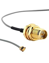 danuc 2 x 6dBi 2,4 GHz de 5 GHz WiFi de correa dual RP SMA Antenna + 2 x 20 cm U. FL IPEX Cable para tarjetas de routers inalámbricos Mini PCIe Red Bulkhead Pigtail de Extensión PCI WiFi Wan repetidor