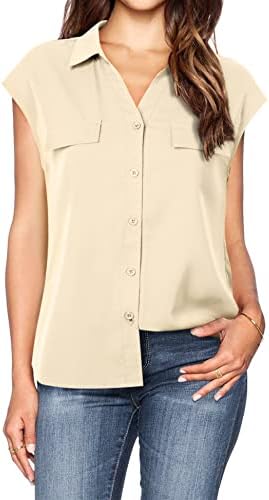 Lotusmile Women's Dressy Lapel Button Down Shirts for Work Office Business  Casual Chiffon Blouse Tops, Beige, M price in UAE | Amazon UAE | kanbkam