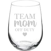 Wine Glass Goblet Gift Team Mom Off Duty Cheerleading Coach (17 oz Stemless)