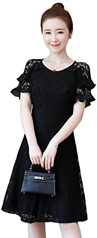 Amazon Co Jp レディース 半袖 フリル袖 レースワンピース ひざ丈 ひざ下丈 シースルー きれいめ フォーマル 黒 Ll 3l 4l 5l 6l 大きいサイズ 4l 服 ファッション小物